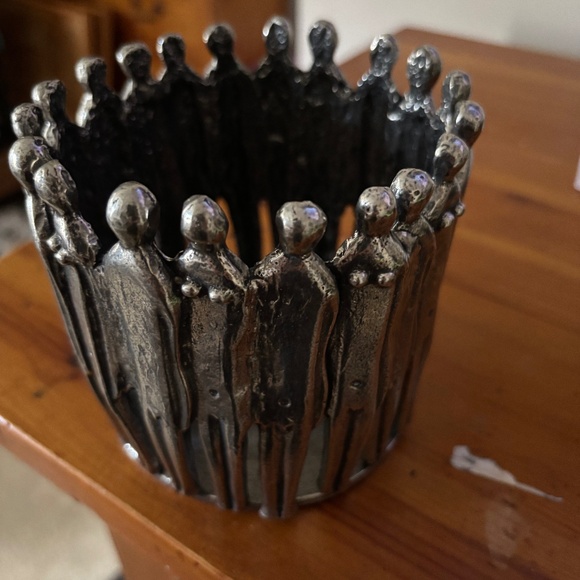 Patrick Meyer Brutalist Modern Metalwork Candle Holder Pewter